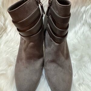 Sam & Libby Brown Ankle Booties with Suede Finish